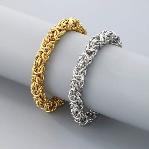 Bracelet Chaîne Byzantine Acier Inoxydable Maillons Dragon Bone Vintage Punk Bijoux Pour Hommes Femmes
