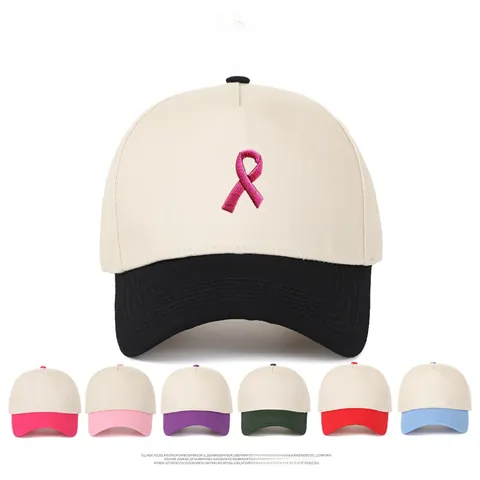 Gorra de Béisbol Vintage de Algodón en Dos Tonos Bordado de Cinta Rosa Gorra Trucker de Ala Curva Protección Solar Deporte Unisex