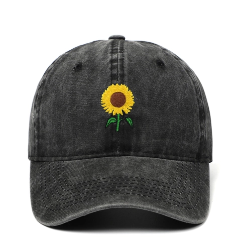 Berretto Da Baseball In Cotone Lavato Vintage Ricamo Girasole Regolabile Retro Cappello Da Sole All Aperto