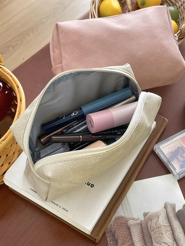 Neceser De Maquillaje Cuero PU Gran Capacidad Organizador De Aseo Viaje Impermeable Minimalista Portátil Rectangular