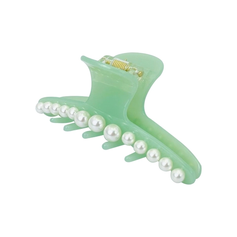 Acetate Hair Claw Clip With Faux Artificial Pearl Elegant Korean Style Large Shark Clip Accessory For Women And Girls Styling