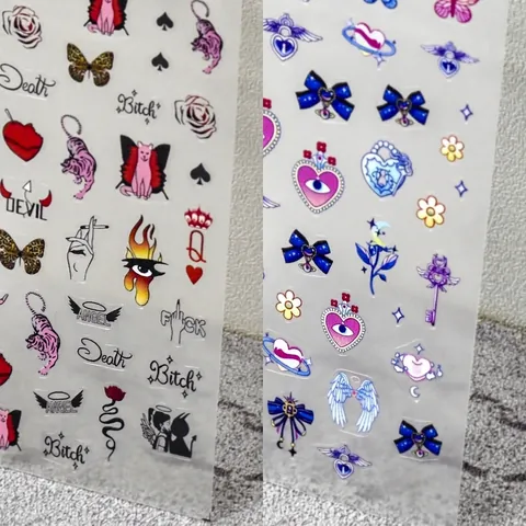 Adesivi Rilievo Arte Unghie Autoadesivi Gatto Rosa Farfalla Fiocco Punk Stile Y2K Per Decorazioni Manicure DIY