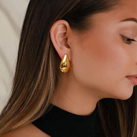 Orecchini A Lobo Goccia Minimalisti Rame Lucidato A Specchio Forma Goccia D'acqua Placcato Oro Argento Gioielli Donna