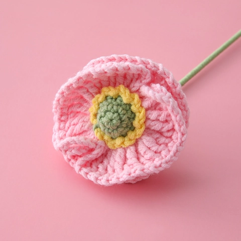Handgehäkelte Klatschmohn Blumen Strickgarn Künstlicher Blumenstrauß Heimdekor Akzent Muttertagsgeschenk