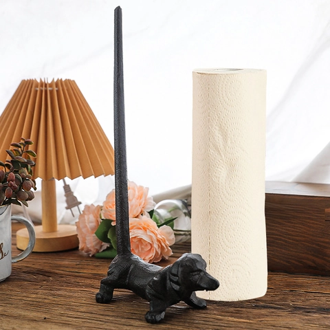 Porta Rotolo Carta Animale Ghisa Supporto Verticale Cucina Tavolo Scultura Decorativa Stile Retrò Casa