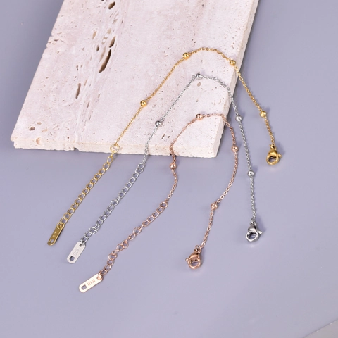 Minimalistische 316L Titanium Stalen Kralen Armband Enkelbandje Dames Koreaanse Stijl Dunne Verstelbare Ketting Voetjuwelen K18