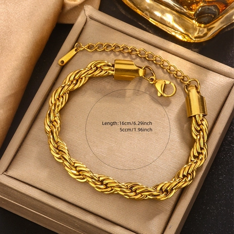 18K Gold Plated Stainless Steel Bracelet For Women Men Hip Hop Double Layer Snake Rope Chain Heart Evil Eye Charm Jewelry