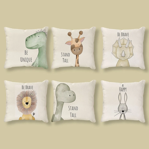 Cartoon Animal Throw Pillow Cover Polyester Linen Decorative Cushion Case For Sofa Couch Home Decor Nordic Style Minimalist
