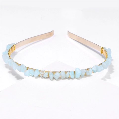 Natural Crushed Stone Haarband Kristall Metall Draht Umwickelt Handgefertigt Böhmisch Haarreif Für Frauen