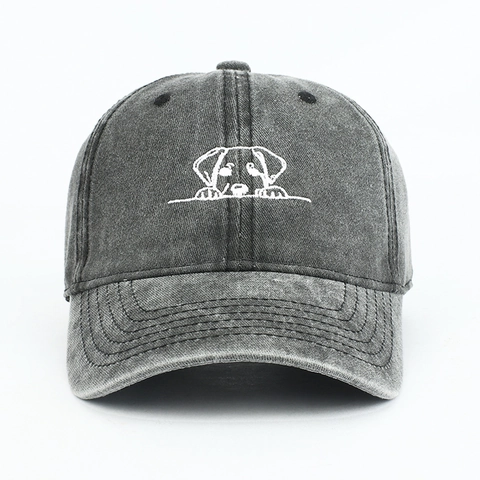 Cappello Da Baseball In Cotone Lavato Ricamo Cane Cartone Animato Stile Retrò Cappello Da Sole Per Uomo E Donna