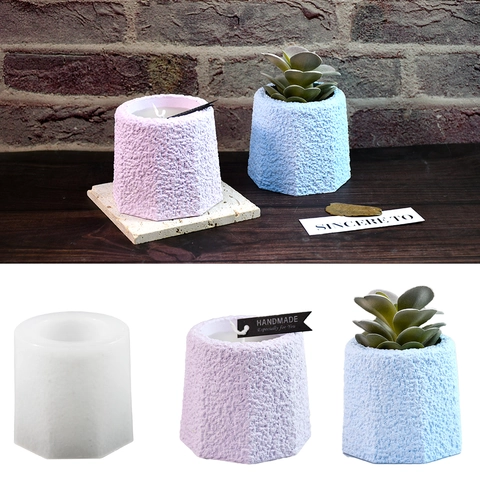 Octagonal Geometric Silicone Mold For DIY Handmade Candle Cup Succulent Pot Cement Gypsum Resin Craft Textured