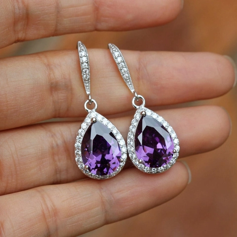 Water Drop Dangle Earrings Copper Cubic Zirconia Pear Cut Wedding Banquet Jewelry For Women Elegant Exquisite Shiny