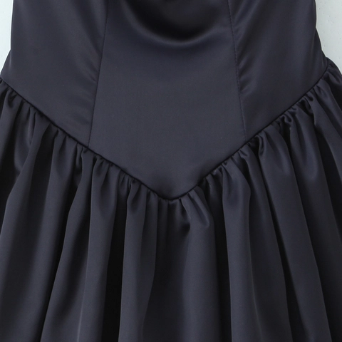 Mini Abito Halter In Raso Con Schiena Scoperta Stringato E Gonna A Palloncino Sexy Clubwear Da Donna