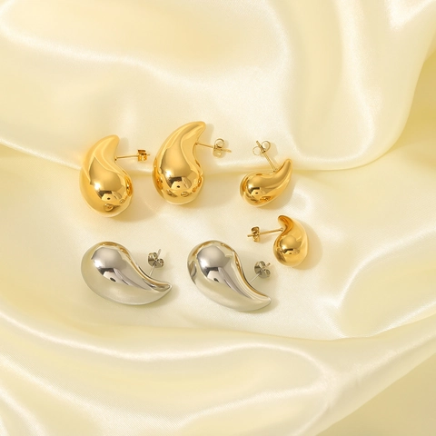 Orecchini A Lobo Goccia D'acqua In Rame Lucidato Placcato Oro Cavo Gioielli Lacrima Per Donna Minimalista Trendy