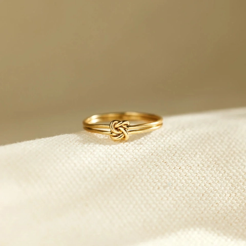925 Sterling Silver Double Layer Knot Ring For Women Gold Plated Simple Minimalist Intertwined Fashion Index Finger Ring Jewelry Gift