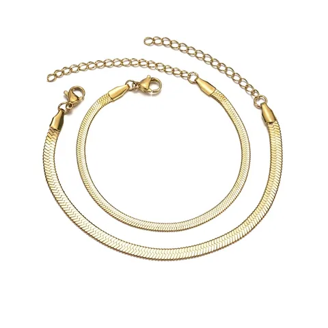 Pulsera De Cadena De Serpiente Plana Acero Inoxidable 304 Minimalista Joyería Unisex