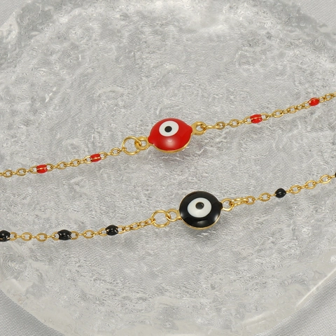 Bracciale Occhio Di Allah Acciaio Inossidabile Smalto Perline Regolabile Stile Turco Gioielli Moda Etnica Regalo Donna