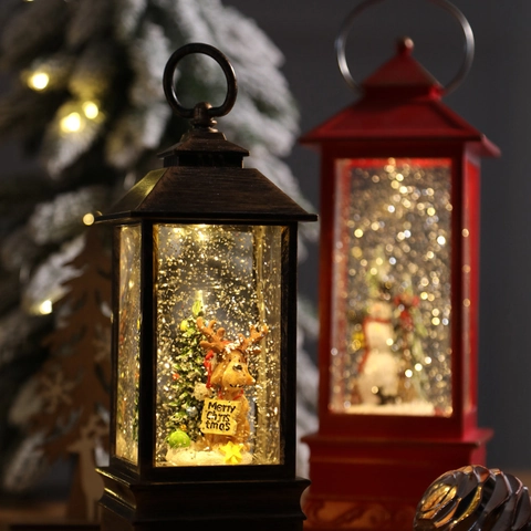 Christmas Snow Globe LED Beleuchtete Glitzer Wasserlaterne Weihnachtsmann Schneemann Mikro Landschaft Retro Tischschmuck