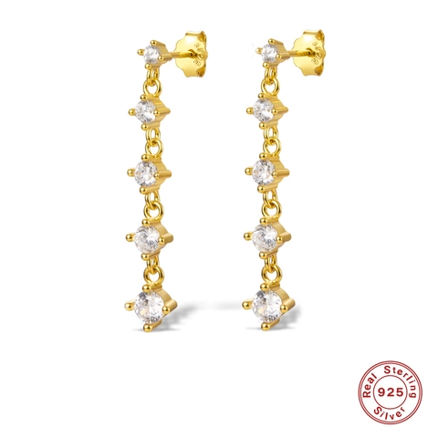 Orecchini A Pendente In Argento Sterling 925 Con Zirconia Cubica Tonda Gioielli Eleganti Minimalisti Per Donna