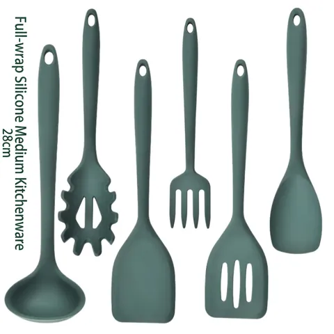 Utensilios De Cocina De Silicona Resistentes Al Calor Antiadherentes Núcleo Inoxidable Espátula Cuchara Sopa Pasta