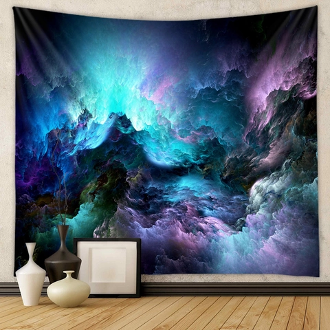 Tapiz De Pared Galaxia Nebulosa Abstracta Cielo Estrellado Poliéster Decoración Bohemia Dormitorio Aurora