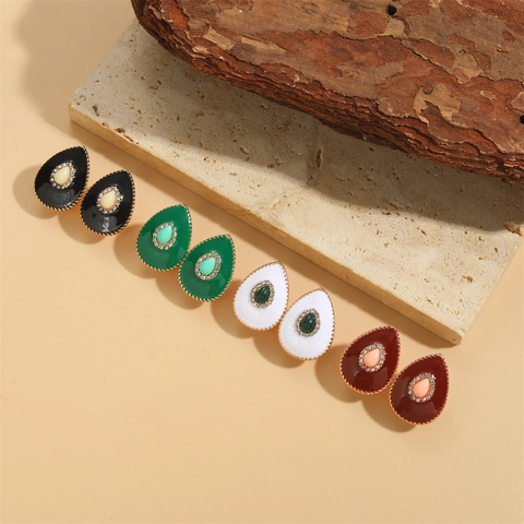 Vintage Kupfer Wassertropfen Ohrringe Für Damen Vergoldet Bunte Acryl Drip Öl Strass Minimalistische Trendige Ohrring Schmuck