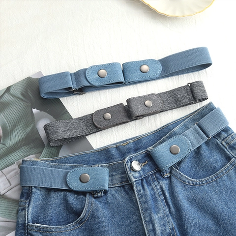 Invisible No Buckle Elastic Belt For Jeans Lazy Waist Strap Stretchy Adjustable Belt With PU Leather Ends Metal Snaps Daisy Pattern