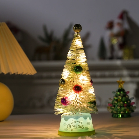 Mini Weihnachtsbaum Leuchtende LED Tischdeko Bunte Kugeln Zeder Kiefer Festliche Dekoration Für Feiertagsszene