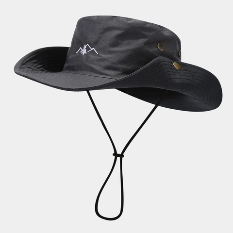 Outdoor Zonnehoed Met Brede Rand Opvouwbaar Boonie Hat Katoen Polyester Ademend Vissen Wandelen Geborduurd