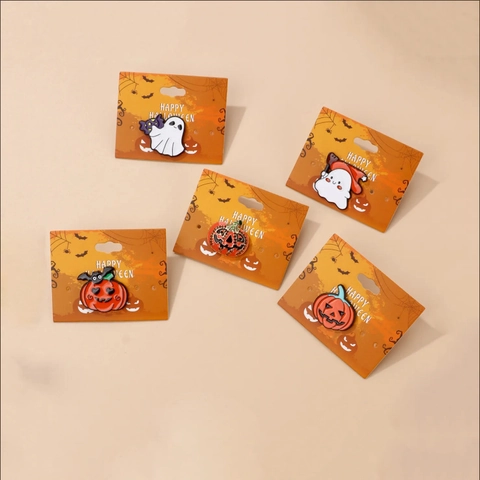 Spilla Halloween Smalto Pin Zucca Fantasma Pipistrello Lega Decorazione Festa Regalo