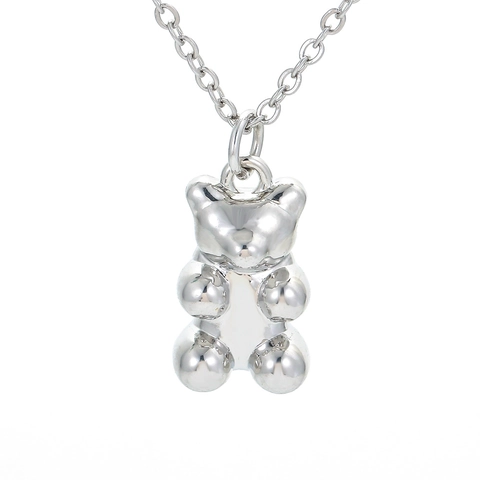 Süße Gummy Bear Anhänger Halskette Kupfer Zirkon Minimalistischer Cartoon Stil Schmuck Geschenk Für Frauen