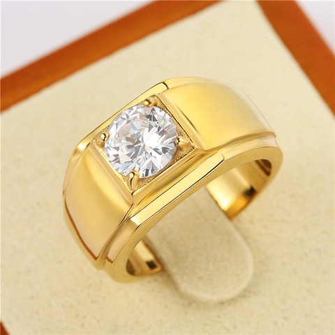 Fashion Men Titanium Steel Ring Single Rhinestone Minimalist Wide Band Jewelry Korean Style Stainless Steel Ring For Men Gift