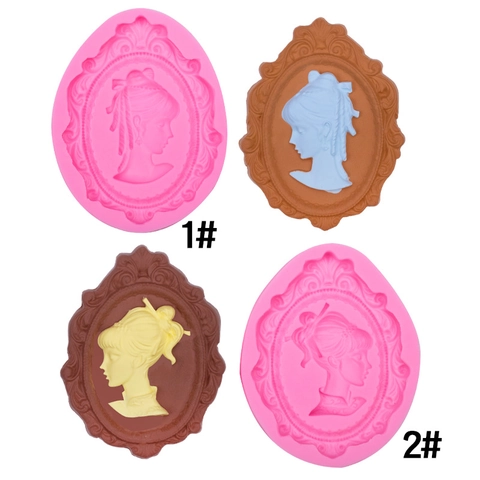 Vintage European Relief Portrait Silicone Mold Fondant Chocolate Cupcake Decoration Cameo Lady Silhouette DIY Craft Resin Clay