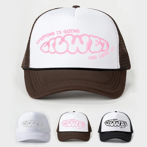 Casquette Trucker Mousse Filet Arrière Protection Solaire Réglable Streetwear Imprimé Lettres Casquette De Baseball