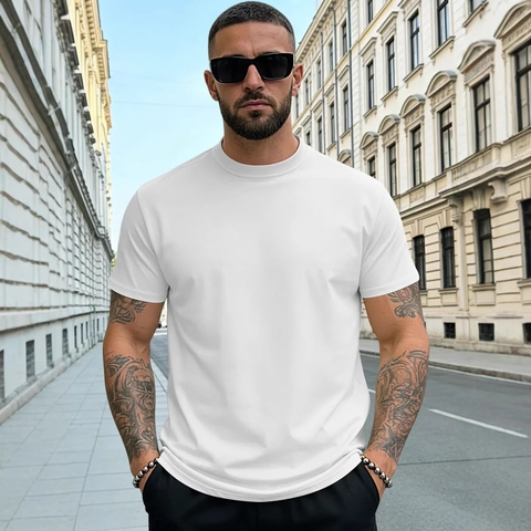 Men's Short Sleeve T-Shirt 100% Polyester Quick-Dry Moisture-Wicking Solid Color Round Neck Slim Fit Casual Tee