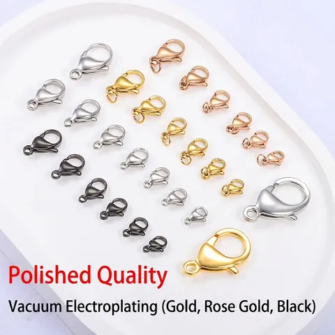 Stainless Steel Lobster Clasps Jewelry Findings Connectors For DIY Necklace Bracelet Making Polished Multi Color Accessories