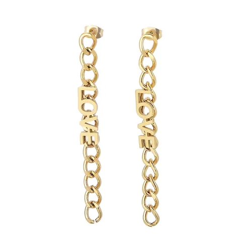 Long Chain Earrings Stainless Steel LOVE Letter Dangle Drop Tassel Minimalist Fashion Jewelry For Women