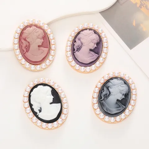Vintage Legierung Cameo Porträt Anhänger Mit Künstlicher Perle Dekor Für DIY Handyhülle Schmuckherstellung Cameo Charms