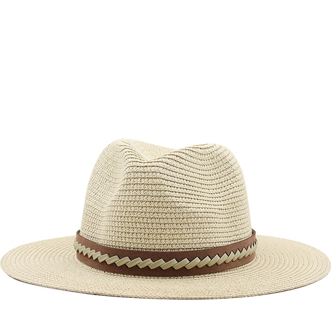 Fedora Straw Sun Hat Breathable Wide Brim Outdoor Beach Travel Vintage Style For Men Women With Decorative Belt