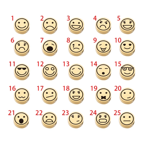 Round Emoji Face Beads Polished Stainless Steel Charms For DIY Jewelry Making Bracelet Necklace Accessories