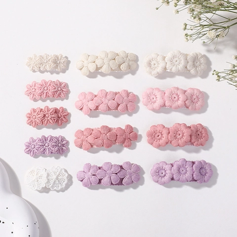 Barrettes à Cheveux Enfants Fleurs Brodées Main Tissu Marguerite Épingles à Cheveux Sweet BB Clips Accessoires Cheveux Floraux Filles