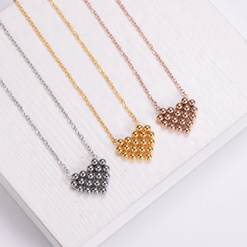 Edelstahl Herz Anhänger Halskette Perlen Liebeszauber Minimalistischer Schmuck Für Frauen Elegante Polierte 18K Vergoldet