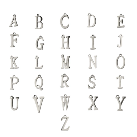 Dijes De Letras Del Alfabeto De Acero Inoxidable 304 Pulido Espejo Accesorios Para Hacer Joyas DIY Collar Pulsera
