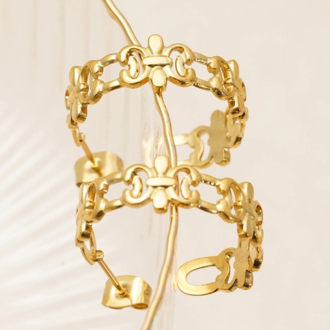 Hollow Out Gliederkette Hoop Ohrringe Vergoldet Edelstahl Geometrische C Form Minimalistischer Modeschmuck Für Damen