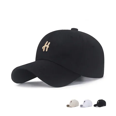 Embroidered Letter H Baseball Cap Cotton Polyester Blend Adjustable Metal Buckle Sun Protection Outdoor Casual Hat