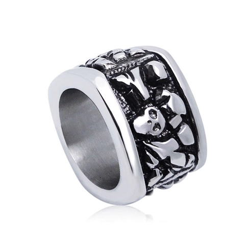 Gothic Punk Skull Ring Stainless Steel Vintage Biker Style Chunky Square Men Jewelry Retro Polished