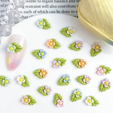 Décoration Ongles Fleur 3D Résine Feuille Muguet Charms DIY Accessoire Manucure Coloré Nouveauté Pour Filles