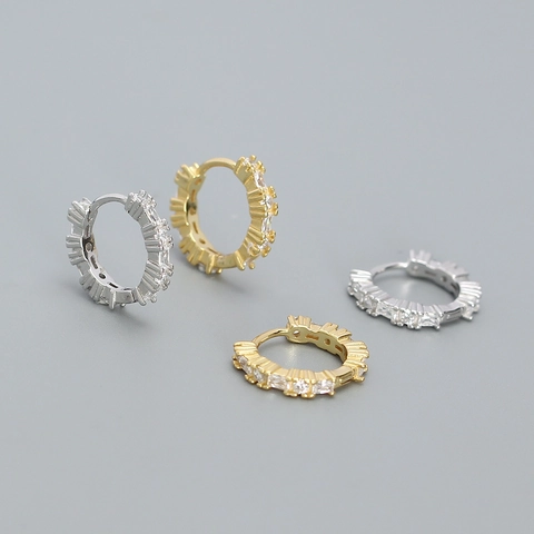 925 Sterling Silber Huggie Hoop Ohrringe Klein Geometrisch Zirkonia Minimalistisch Stilvoller Schmuck Für Damen
