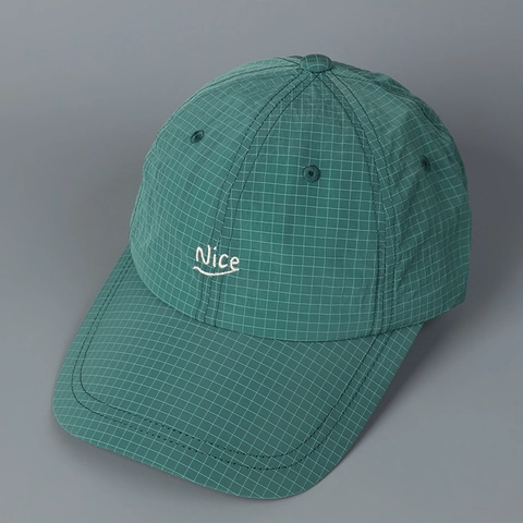 Casquette De Baseball Broderie Lettre Nice Séchage Rapide Respirant Motif Grille Chapeau Soleil Extérieur Hommes Femmes