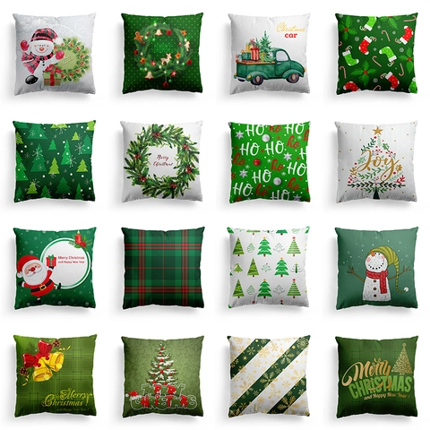 Weihnachts Kissenbezug Dekokissen Pfirsichhaut Polyester Digitaldruck Festliche Feiertagsdekoration Weihnachtsmann Schneemann Baum